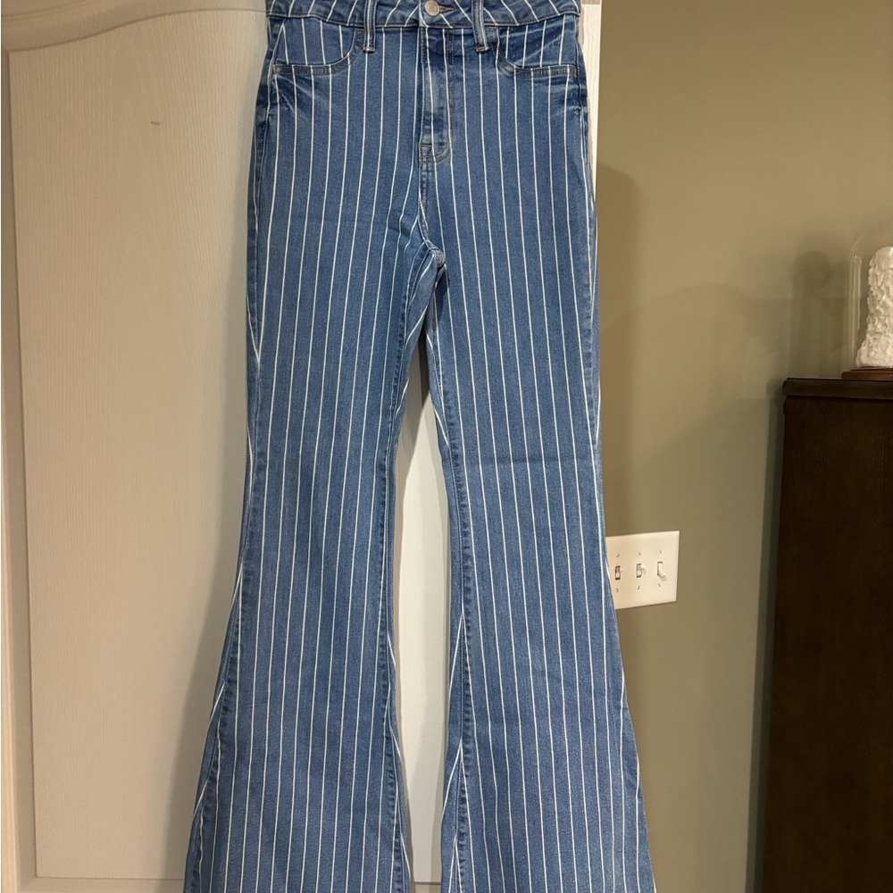 Cello Striped Blue Flare Jeans
